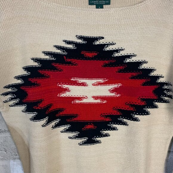 Lauren Jeans Co Ralph Lauren Southwestern Aztec Pullover Boho Sweater - Picture 3 of 13